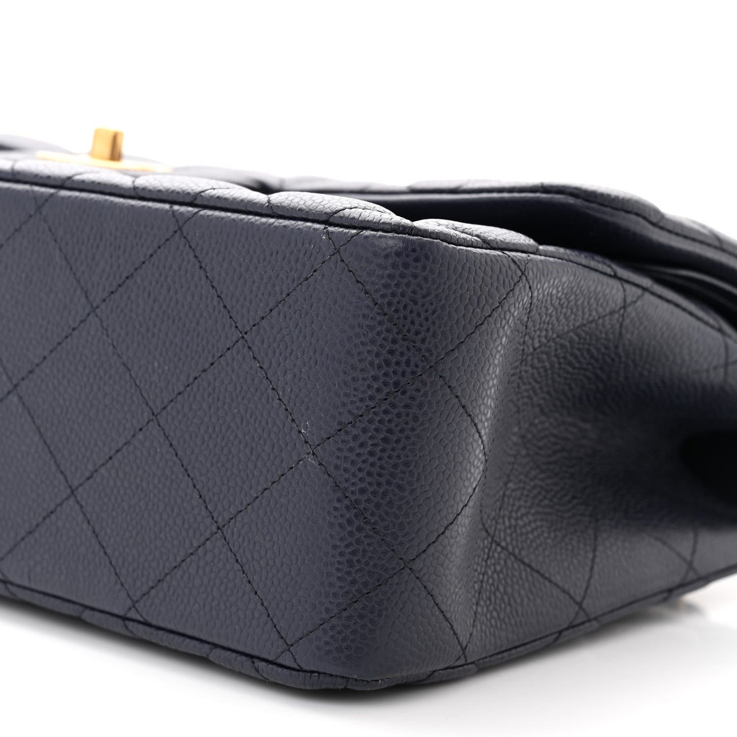 Caviar Quilted Jumbo Double Flap Navy Blue