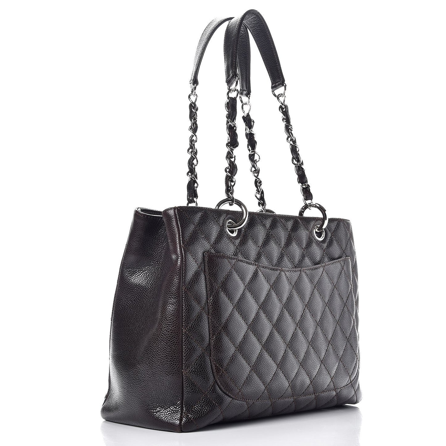 Caviar Quilted Grand Shopping Tote GST Dark Brown