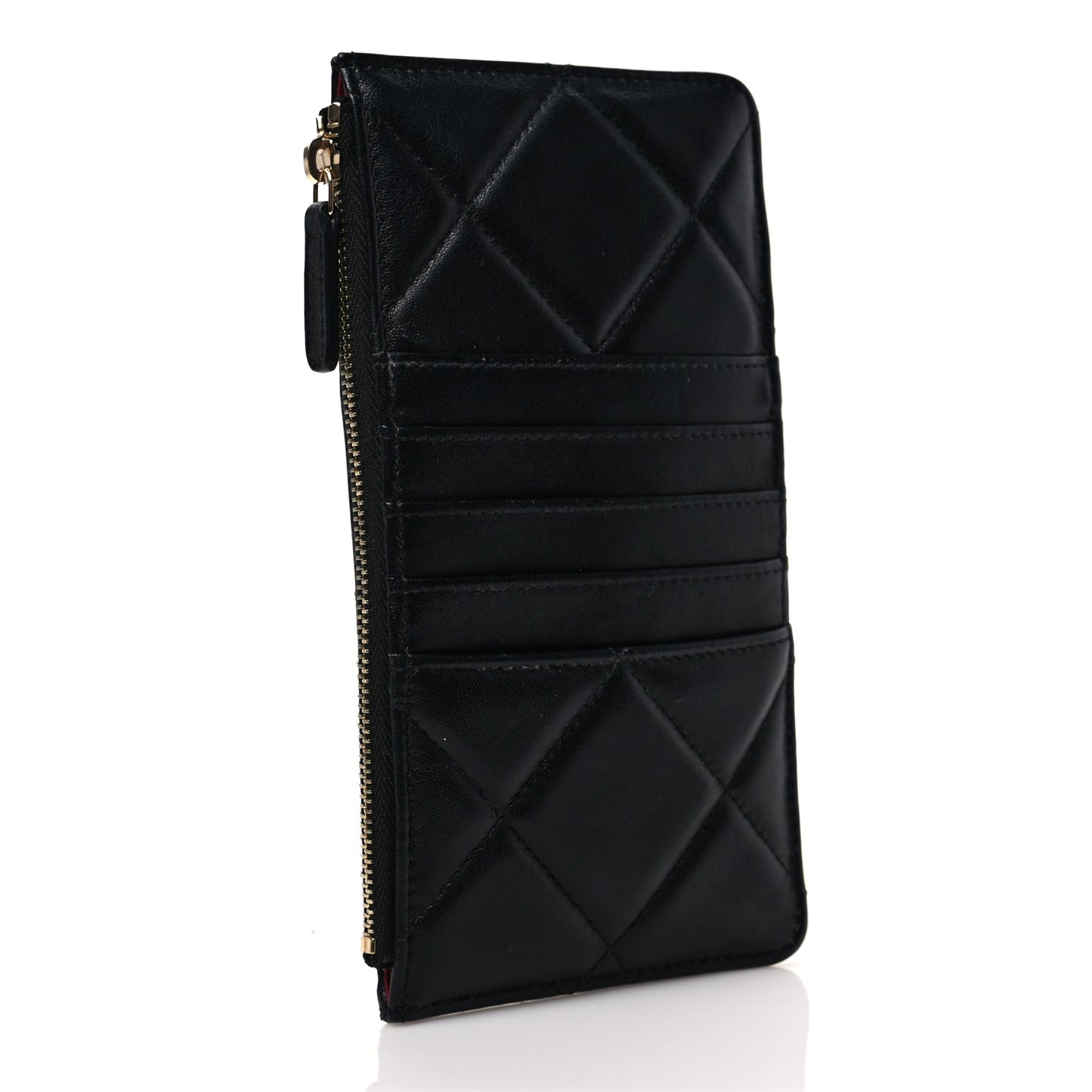 Lambskin Quilted Chanel 19 Phone and Card Holder Black