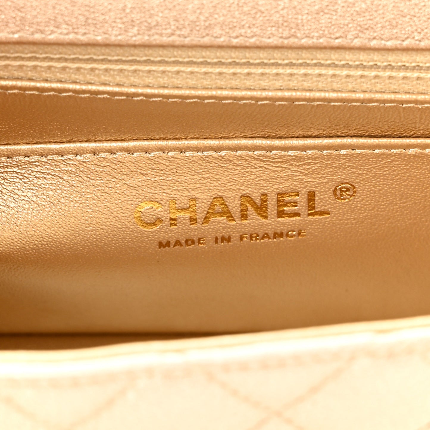 Metallic Lambskin Quilted Mini Rectangular Flap Gold