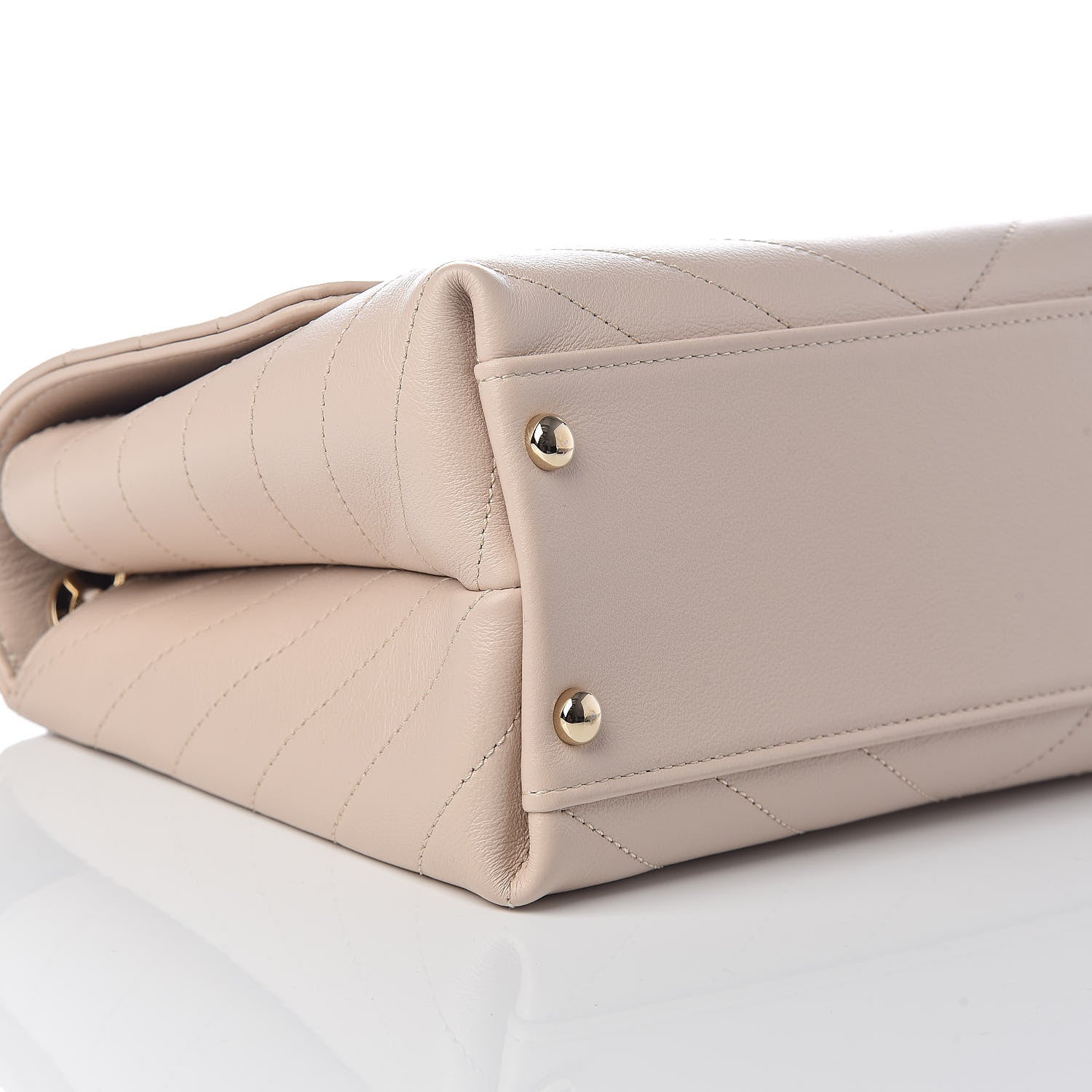 Chanel Grained Calfskin Small Chevron Chic Top Handle Flap Beige 5 of 10