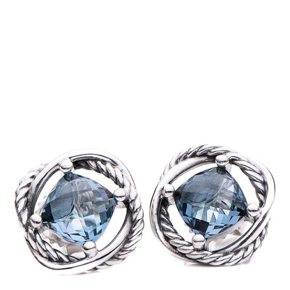 David Yurman Sterling Silver Blue Topaz 7mm Infinity Earrings 5 of 8