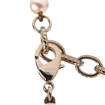 Chanel Pearl Crystal CC Long Necklace Gold Pearly White Orange 4 of 4