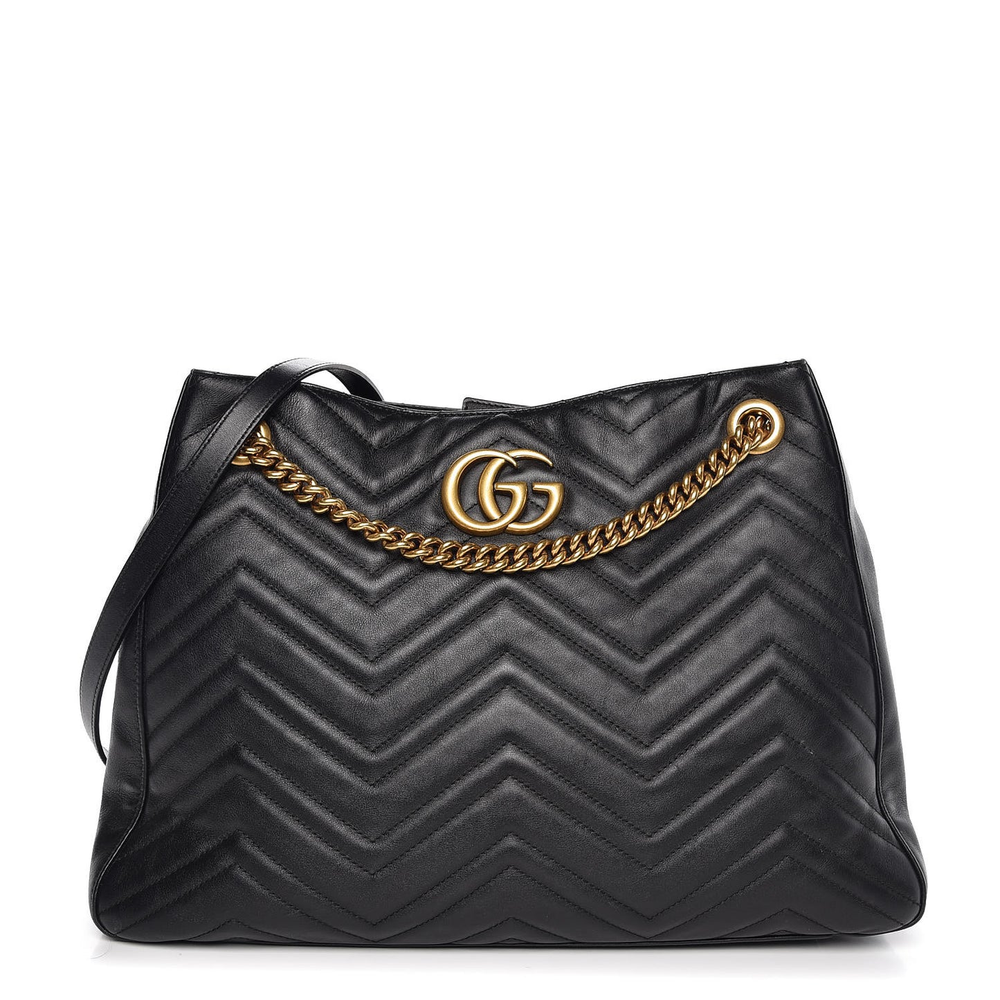 Calfskin Matelasse Medium GG Marmont Shoulder Tote Bag Black