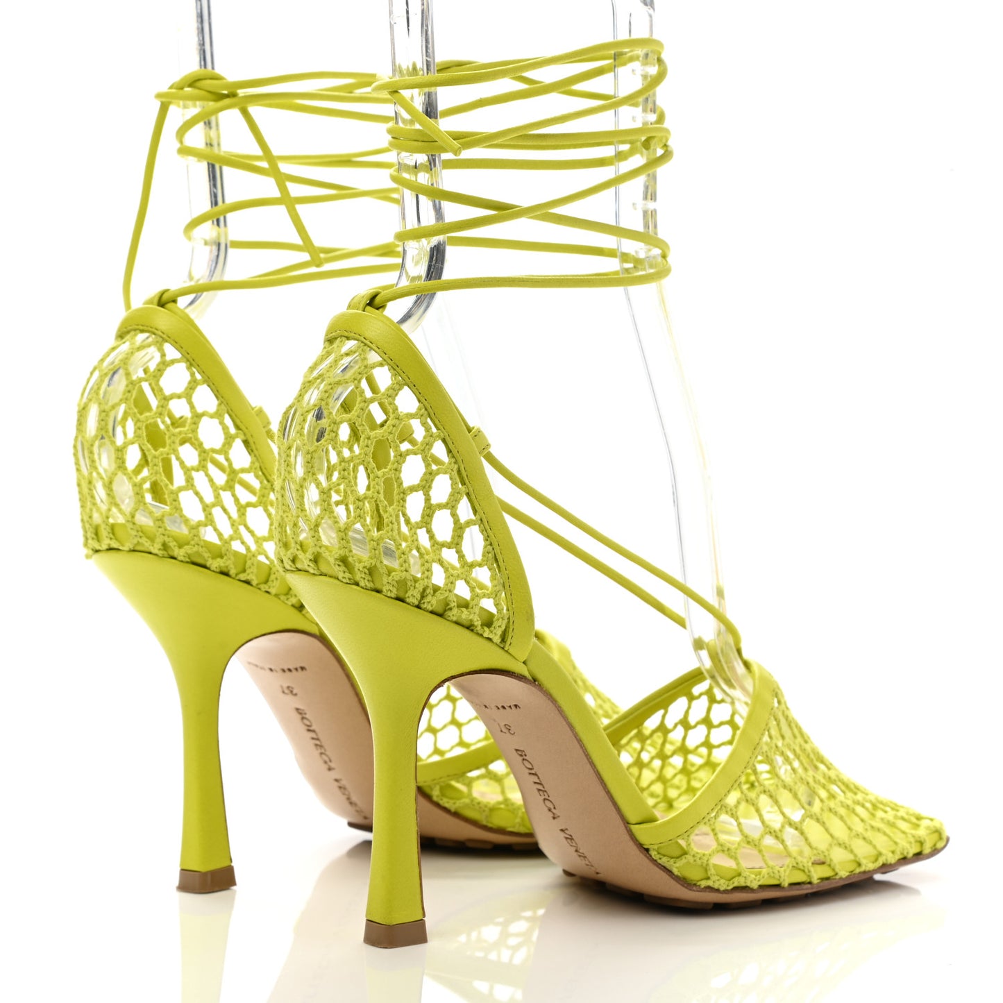 Mesh Nappa Stretch Ankle Tie Sandals 37 Kiwi