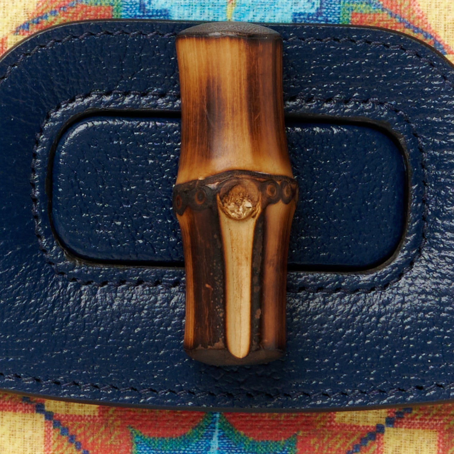 Gucci Calfskin Kaleidoscope Medium Bamboo 1947 Top Handle Bag Blue Orange Multicolor Blue Agata 8 of 11