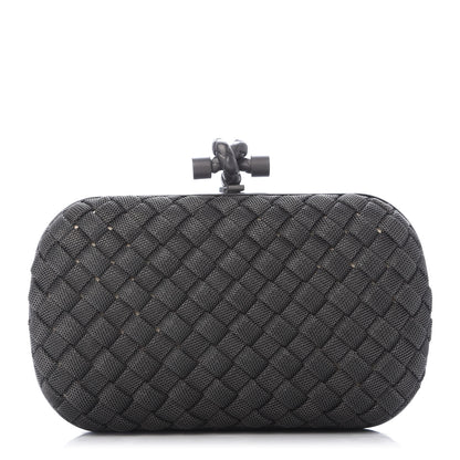 Bottega Veneta Metal Intrecciato Mesh Woven Knot Clutch in Gunmetal 1 of 8