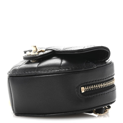 Chanel Lambskin Quilted CC In Love Heart Waist Belt Bag With Chain Black 9 of 9