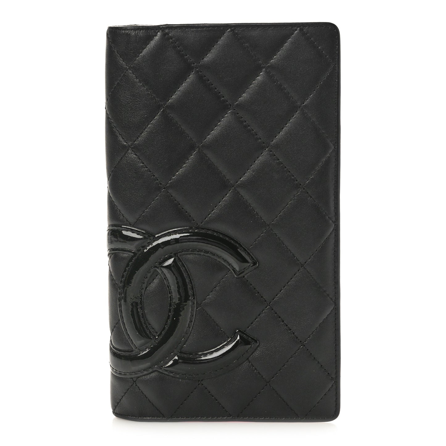 Calfskin Quilted Cambon Yen Wallet Black
