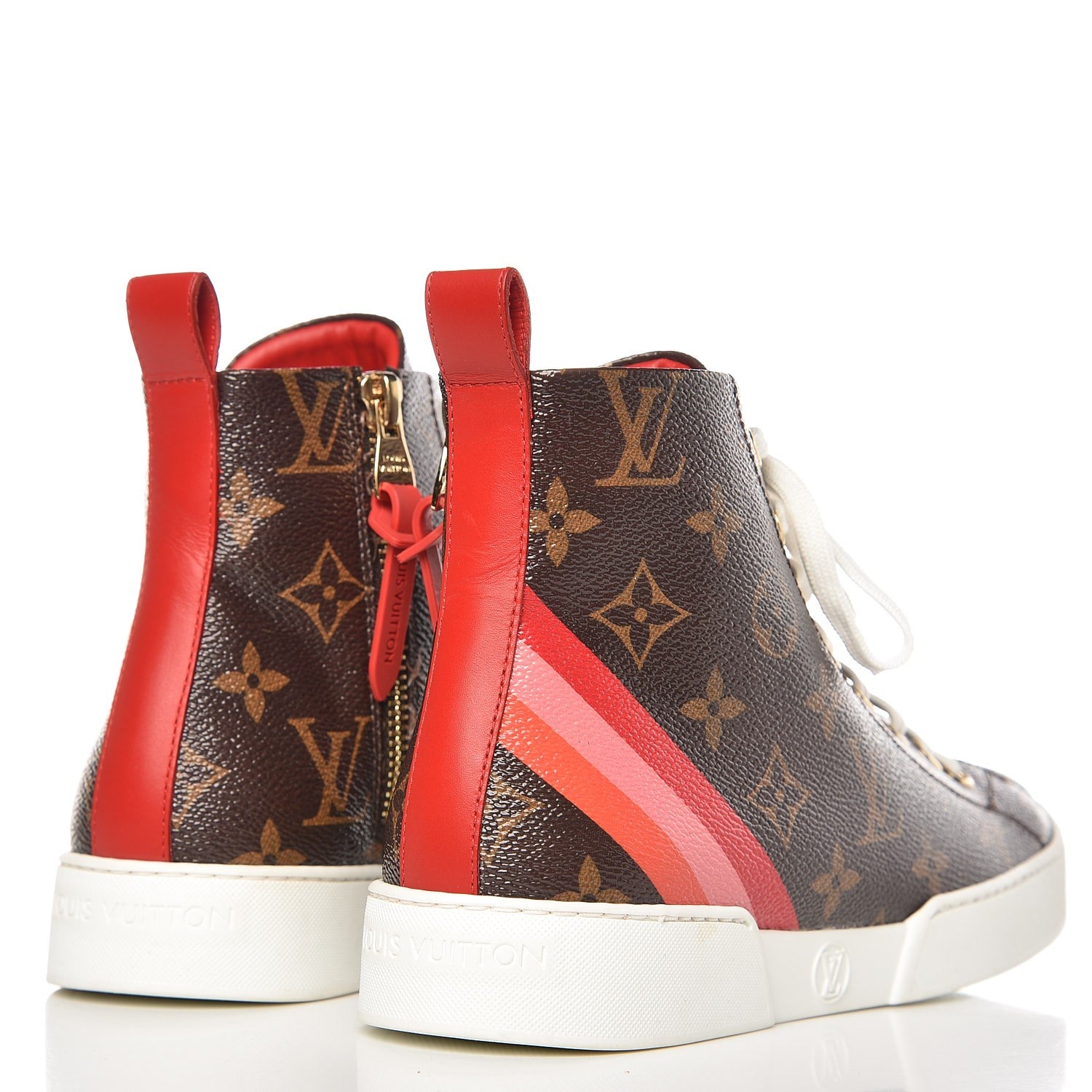 Louis Vuitton Calfskin Patent Monogram Stellar Sneaker Boots 36 Rouge 4 of 11