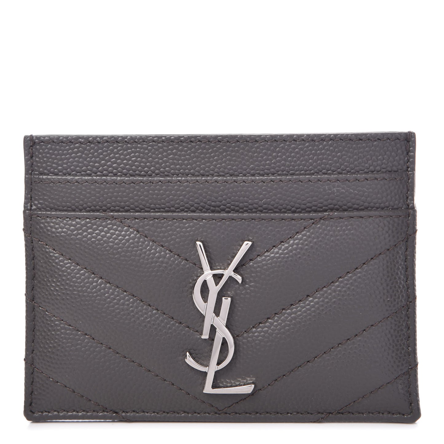 Grain De Poudre Matelasse Chevron Monogram Credit Card Case Coal