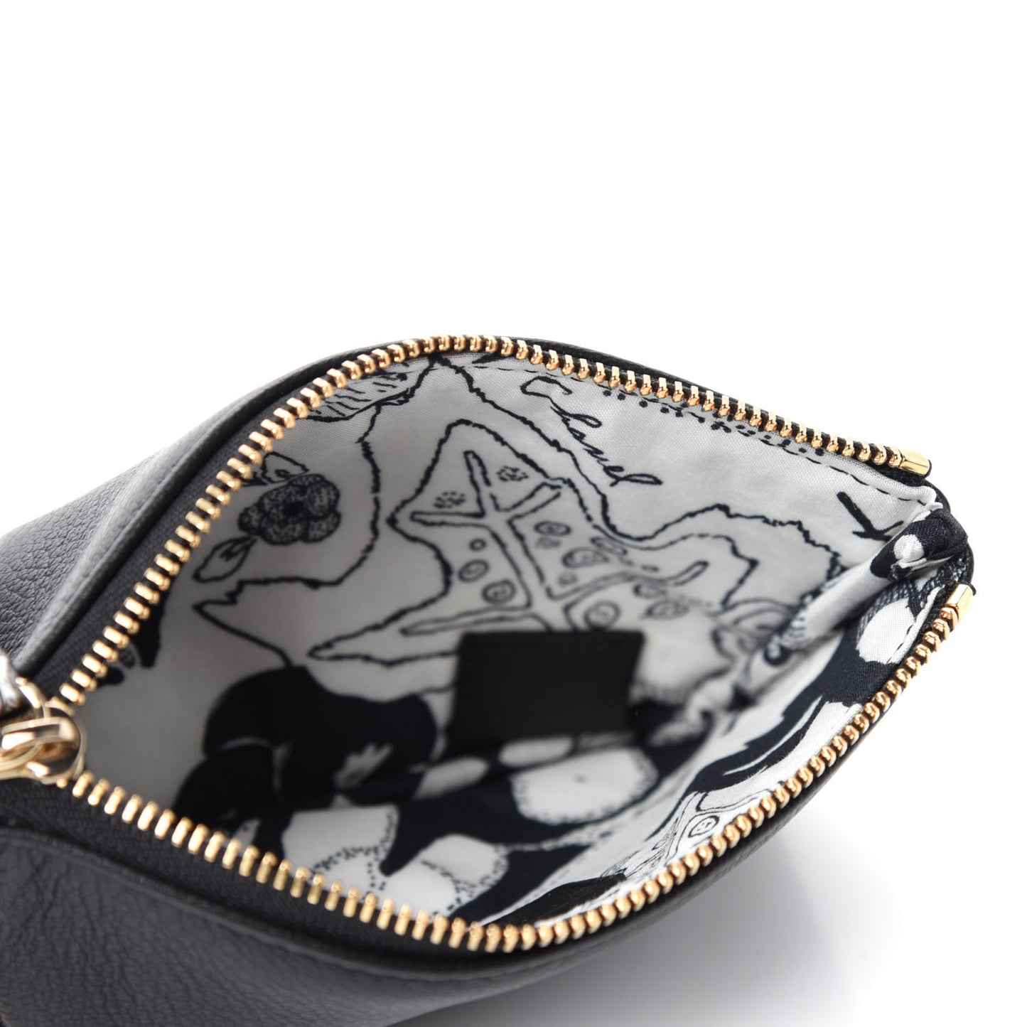 Goatskin Small CC Clover Cosmetic Case Black
