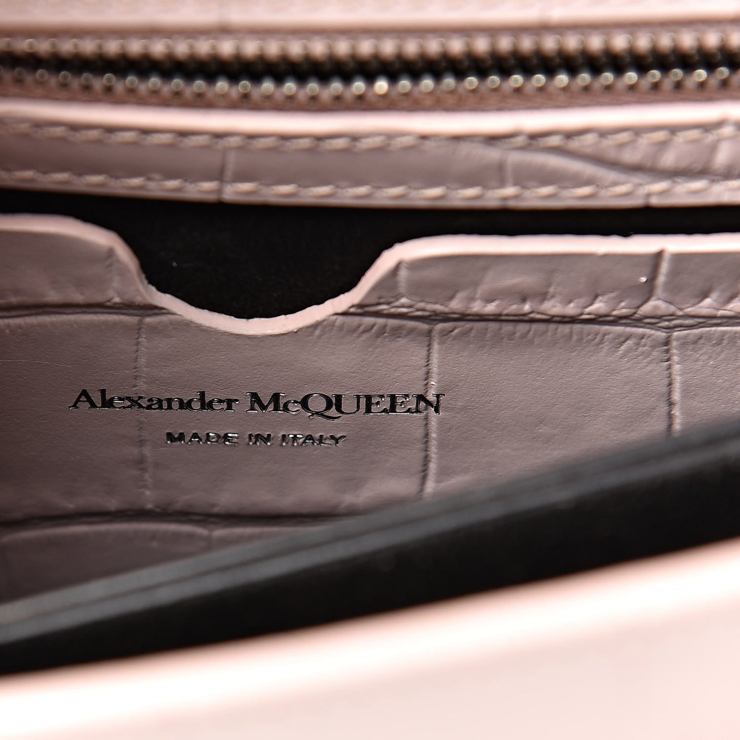 Calfskin Crocodile Embossed Knuckle Shoulder Bag Light Pink