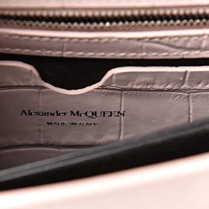 Alexander McQueen Calfskin Crocodile Embossed Knuckle Shoulder Bag Light Pink 7 of 14