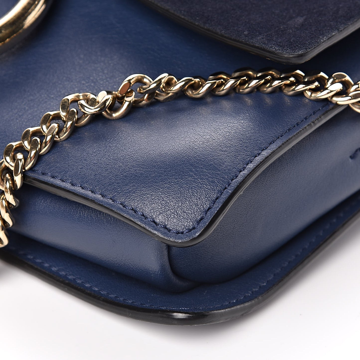 Suede Calfskin Small Faye Shoulder Bag Denim Blue
