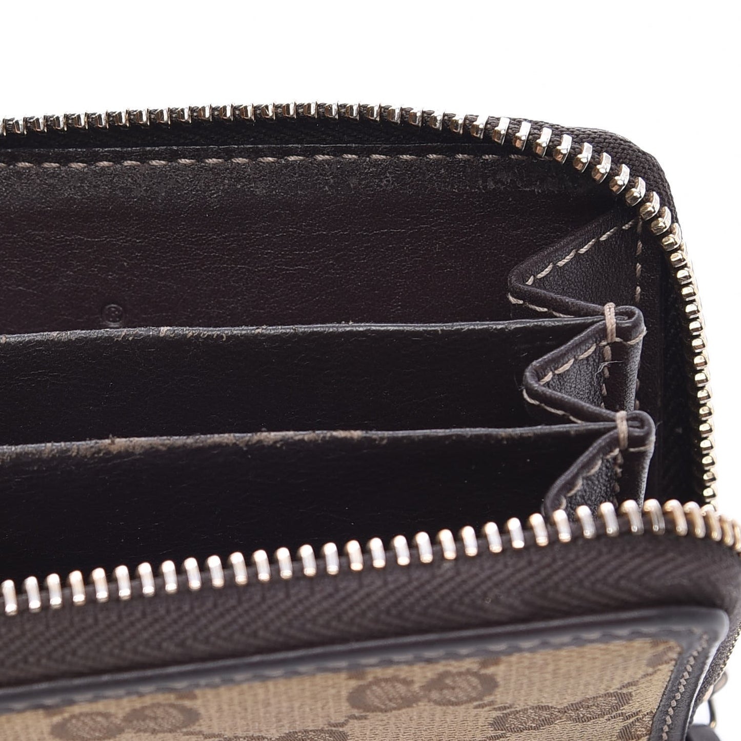 Monogram Zip Around Card Case Brown