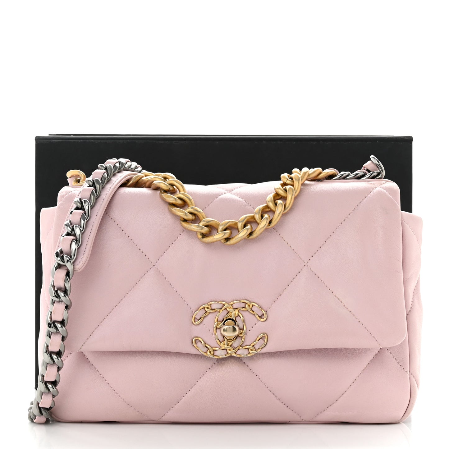 Lambskin Quilted Medium Chanel 19 Flap Light Pink