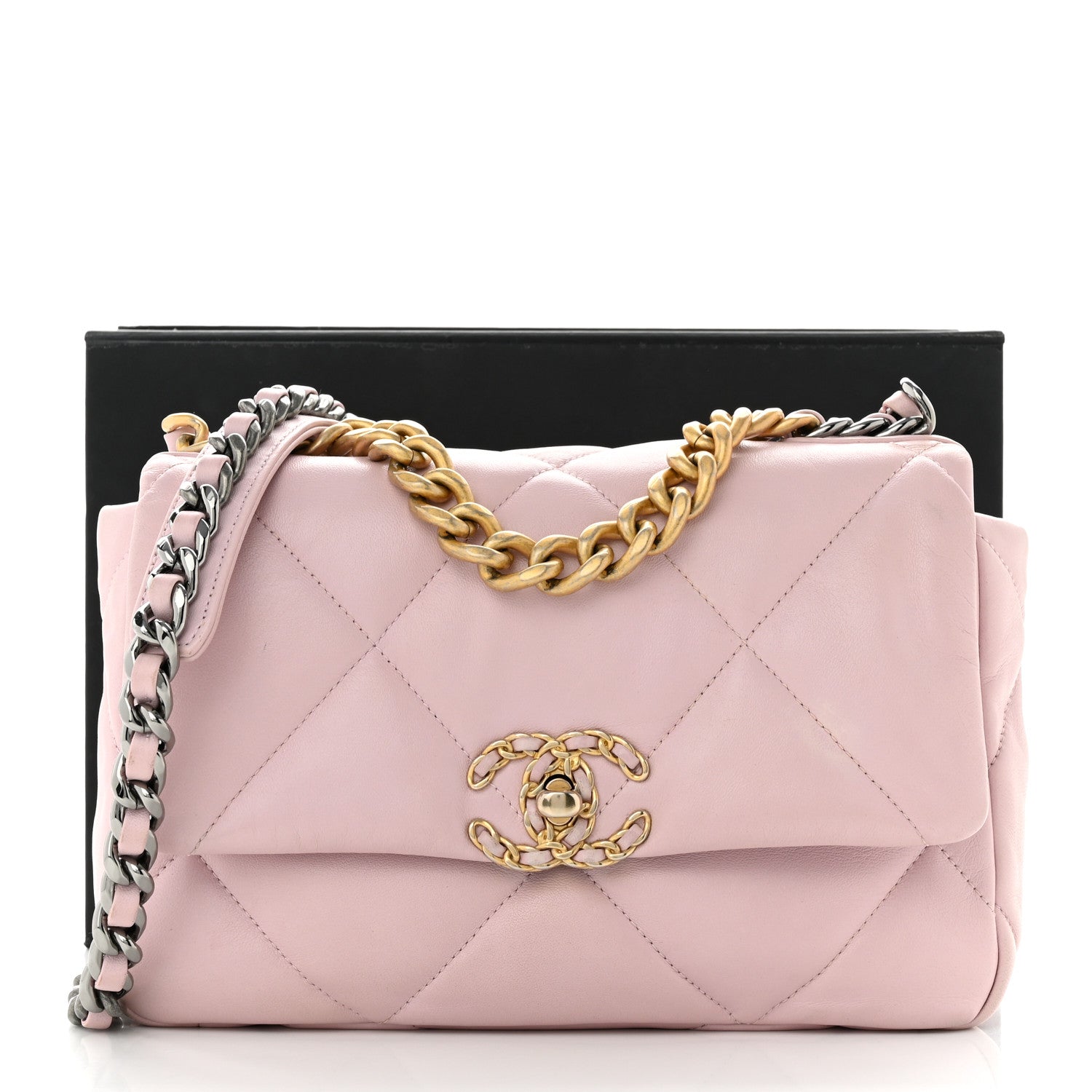 Chanel Lambskin Quilted Medium Chanel 19 Flap Light Pink 11 of 11