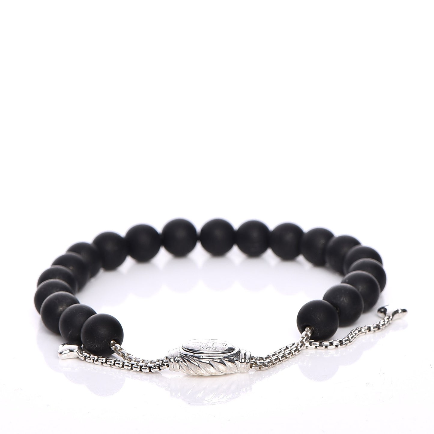 Sterling Silver Black Onyx 8mm Spiritual Beads Adjustable Bracelet