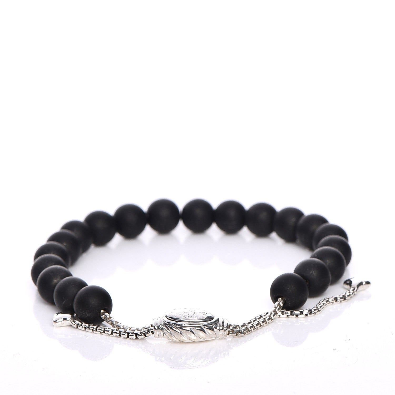 David Yurman Sterling Silver Black Onyx 8mm Spiritual Beads Adjustable Bracelet 4 of 4