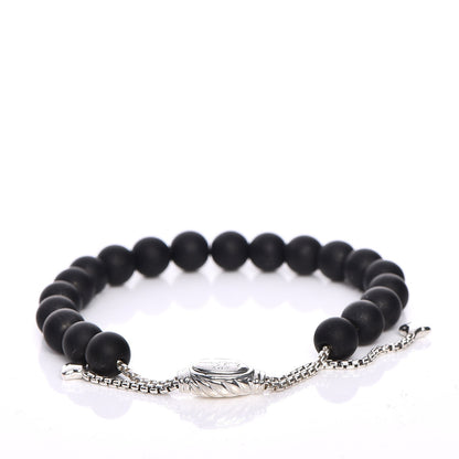 David Yurman Sterling Silver Black Onyx 8mm Spiritual Beads Adjustable Bracelet 4 of 4