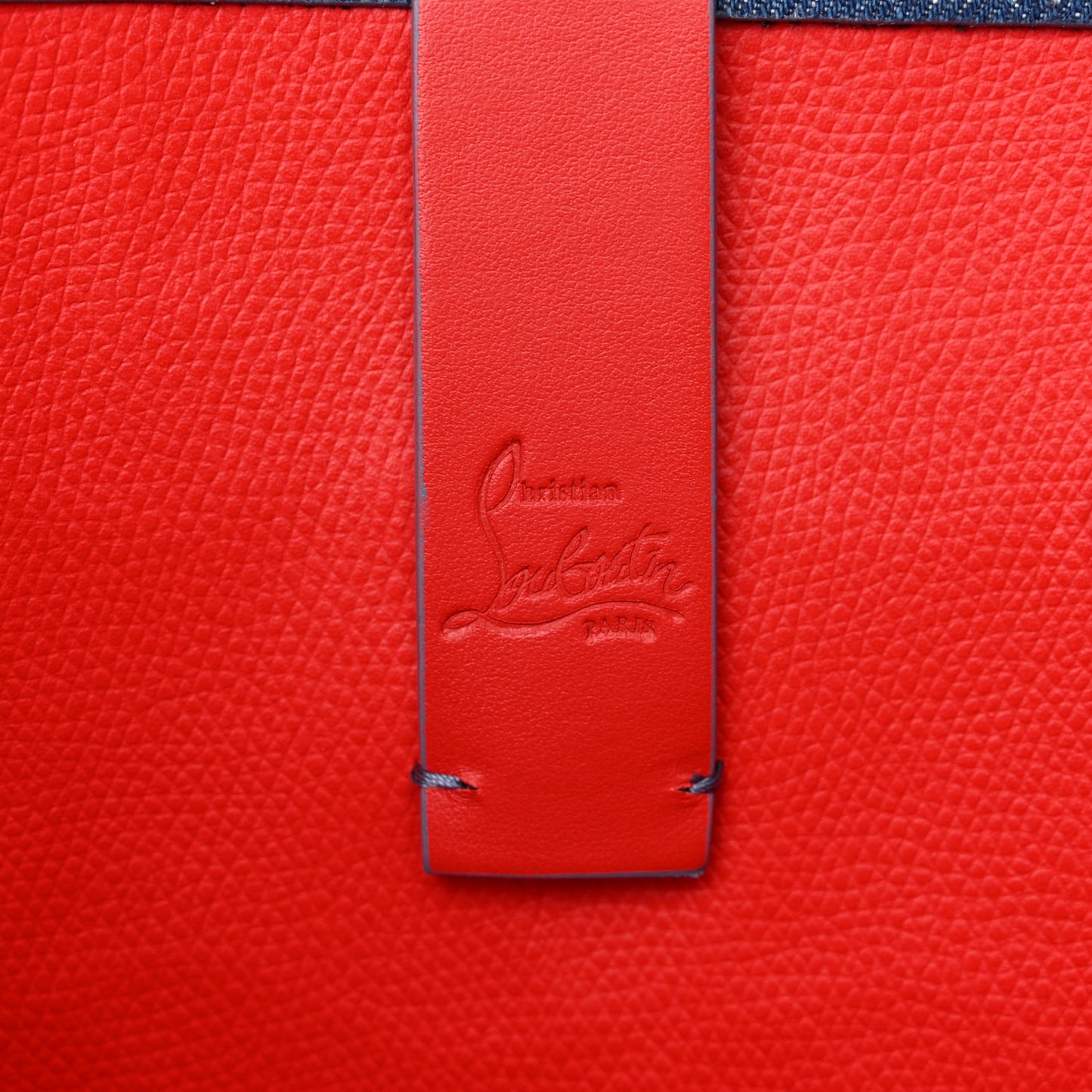 Denim Embroidered Spikes East West Cabata Tote Blue