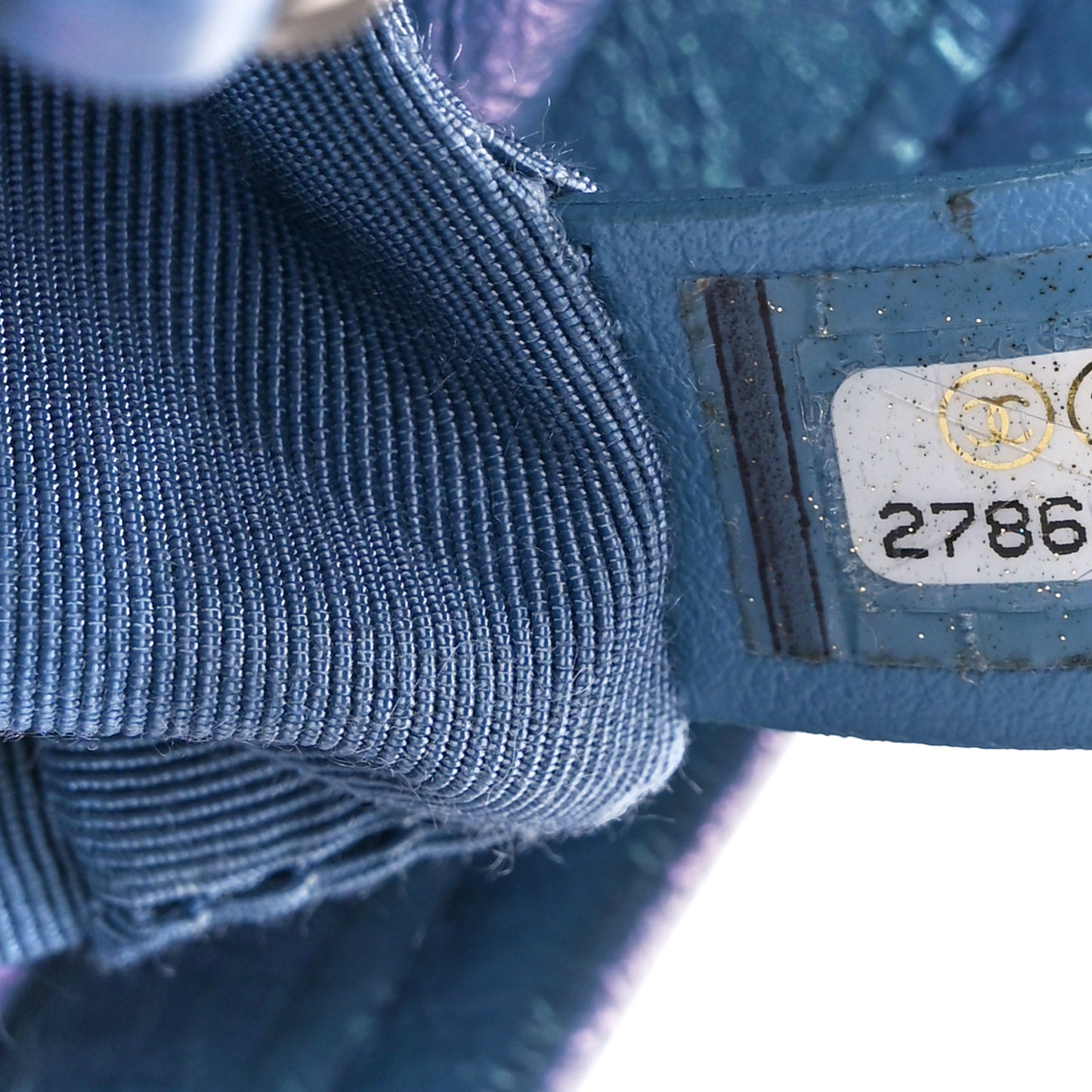 Iridescent Aged Calfskin Quilted Small Gabrielle Hobo Blue