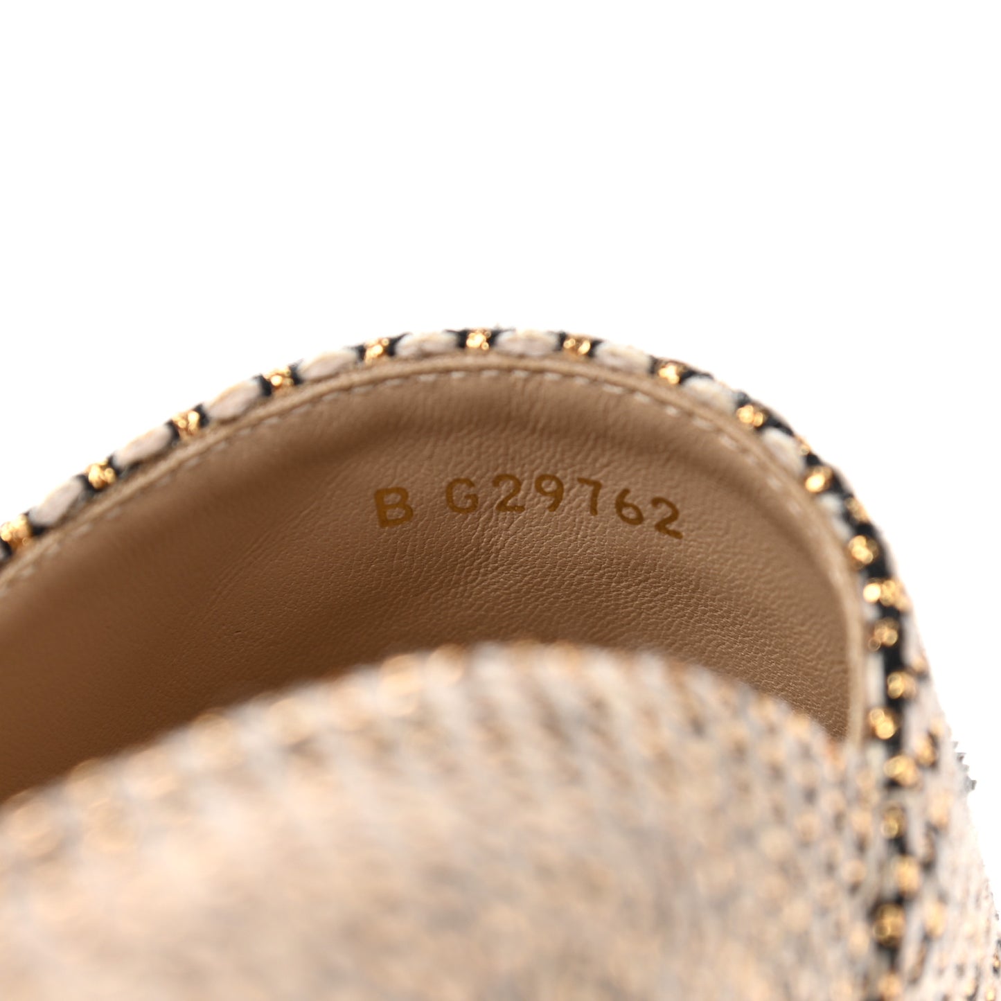 Tweed Grosgrain CC Espadrilles 36 Gold Beige Black