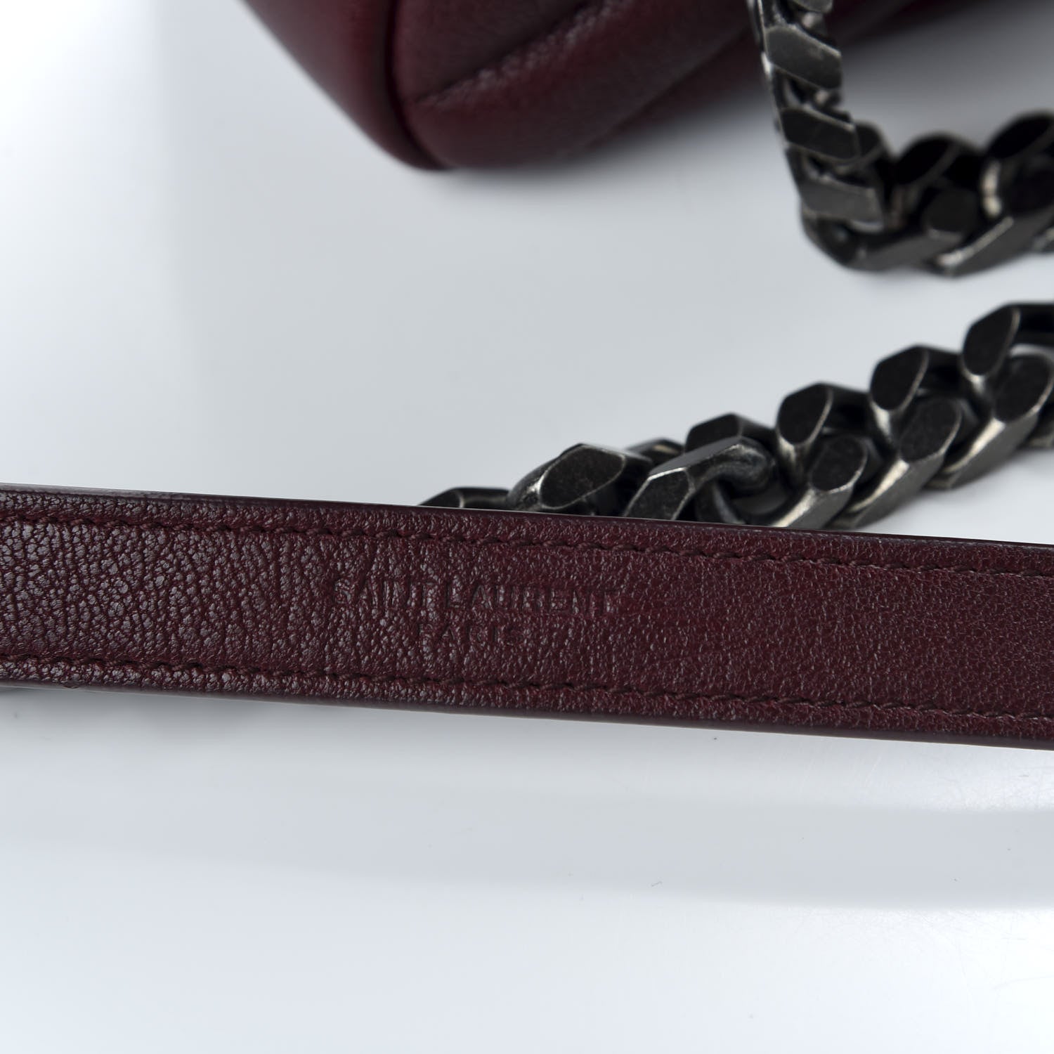 Saint Laurent Sheepskin Matelasse Chevron Monogram Medium College Bag Rouge Legion 8 of 10