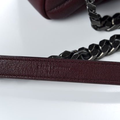 Saint Laurent Sheepskin Matelasse Chevron Monogram Medium College Bag Rouge Legion 8 of 10
