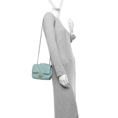 Chanel Lambskin Quilted Small Circular Handle Bag Blue 3 of 27