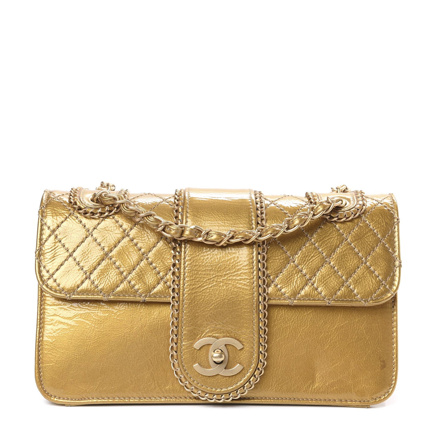 Patent Medium Madison Flap Gold