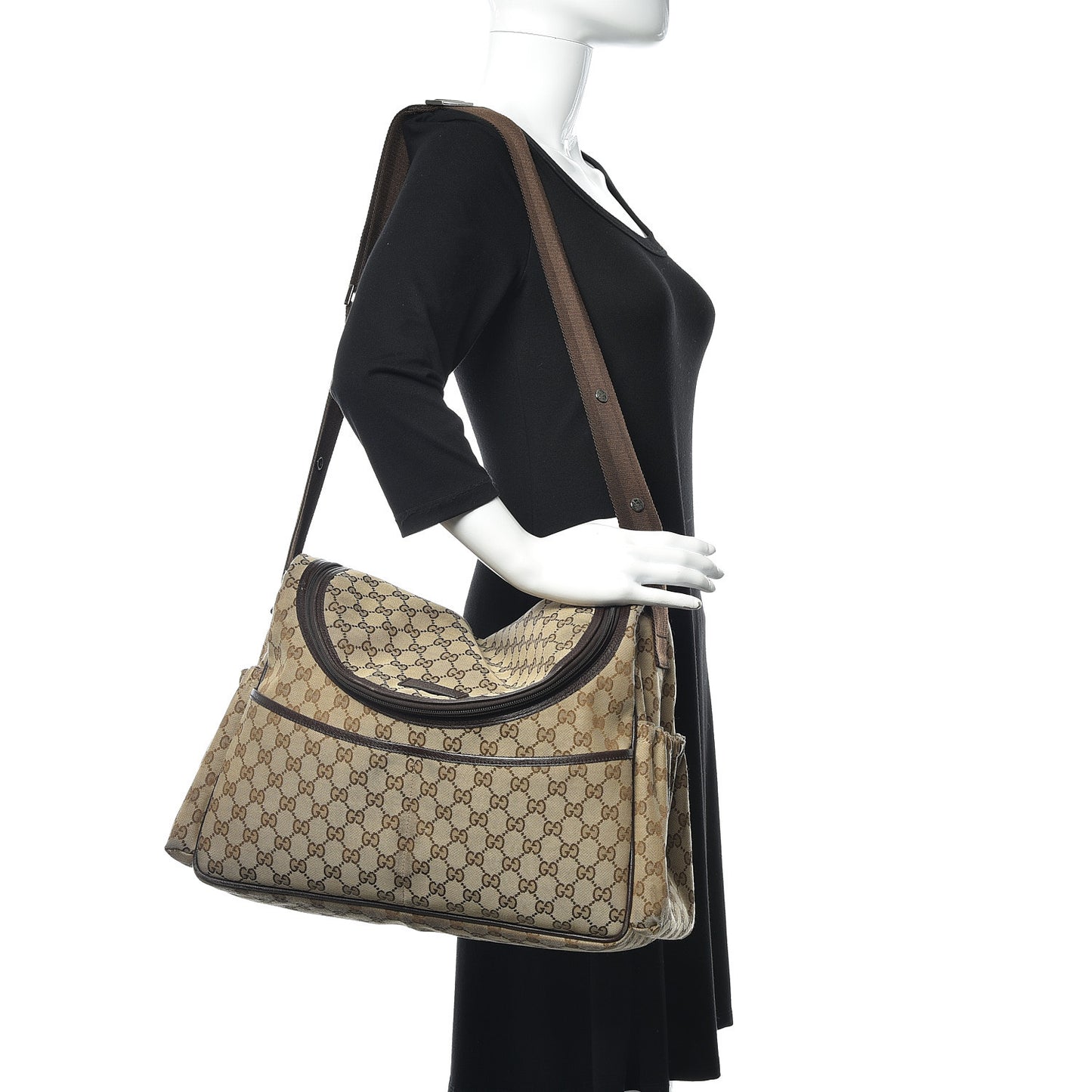 Monogram Natural Pigskin Large Diaper Bag Beige Ebony Cocoa Dark Chocolate
