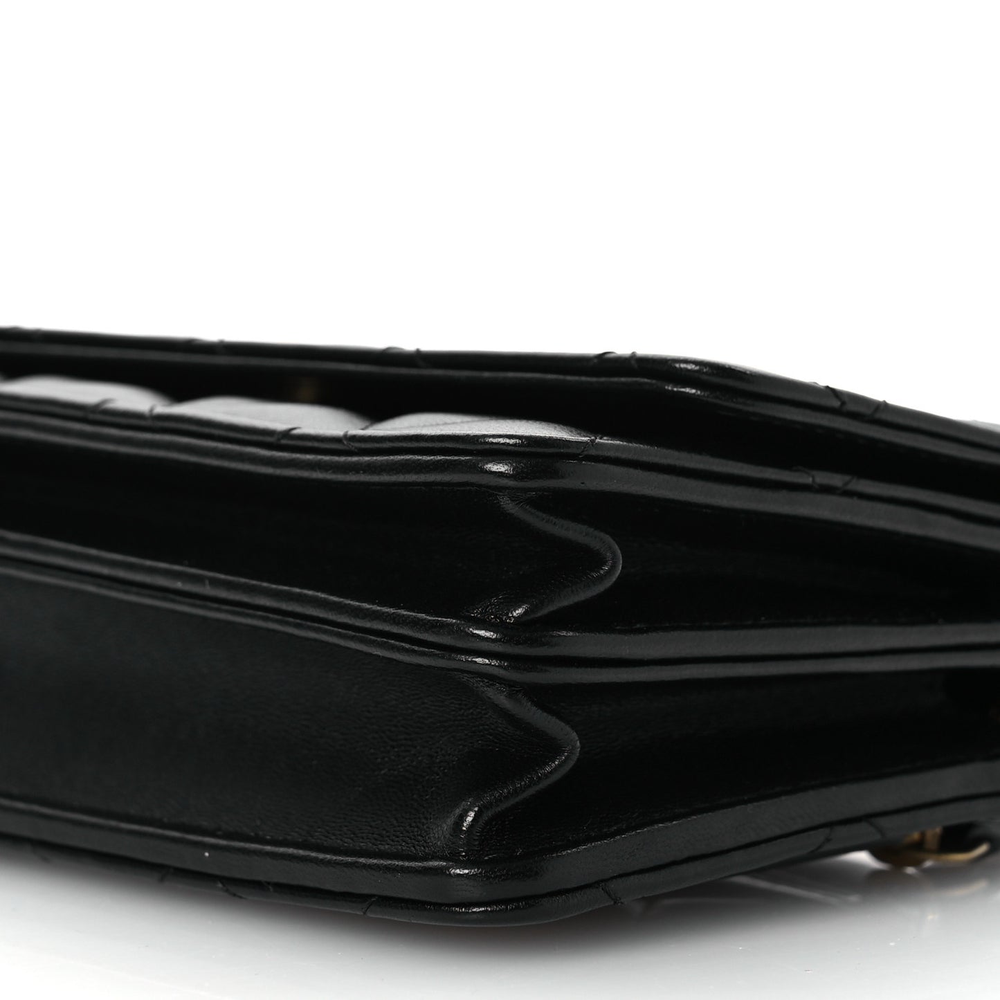 Lambskin Quilted CC Pearl Enamel Clutch on Chain WOC Black