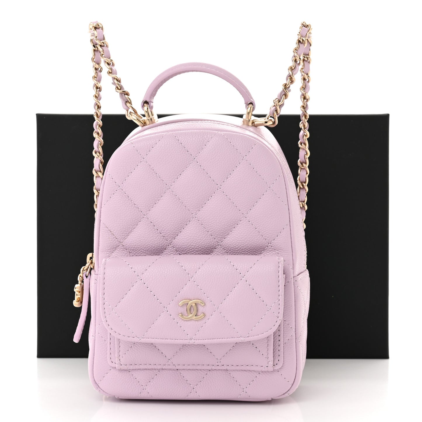 Caviar Quilted CC Mini Classic Backpack Light Purple