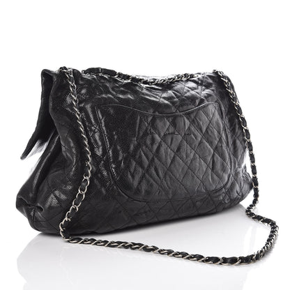 Chanel Crumpled Caviar Quilted Maxi Elastic Flap Black 3 of 8