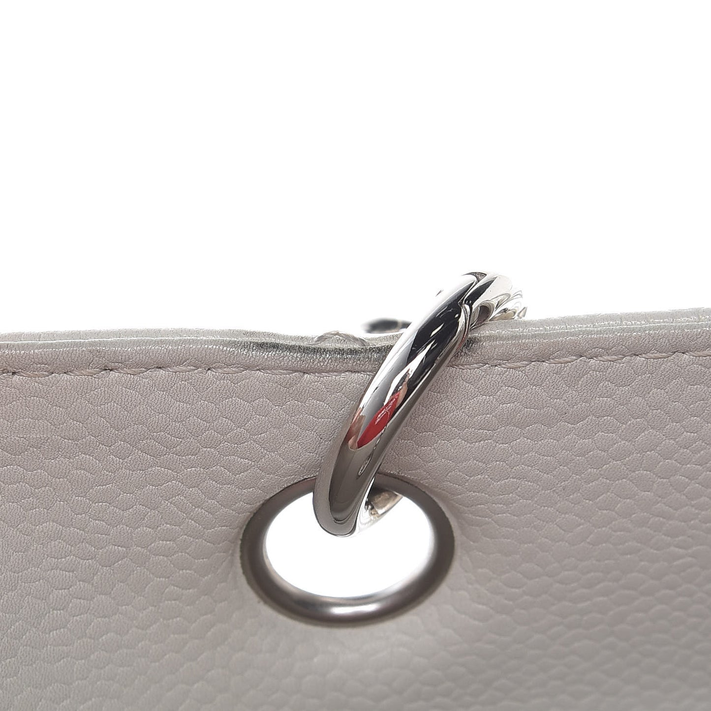 Caviar Quilted Petit Shopping Tote PST White