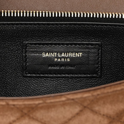 Saint Laurent Nubuck Shearling Quilted Mini Gaby Satchel Natural Tan 6 of 17