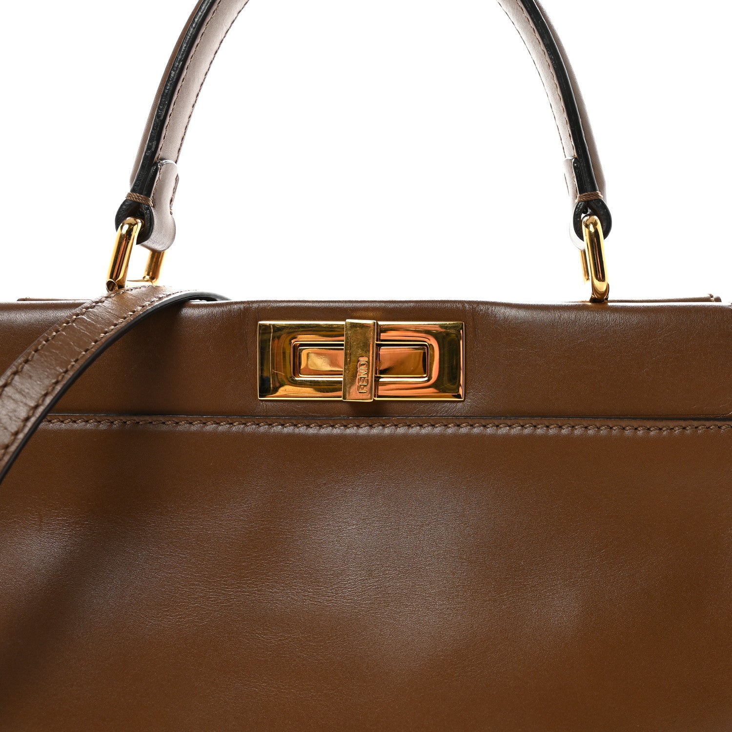 Fendi Vitello Morgan Fabric Jacquard Pequin Medium Peekaboo Iconic Satchel Foresta Tobacco Black 7 of 9