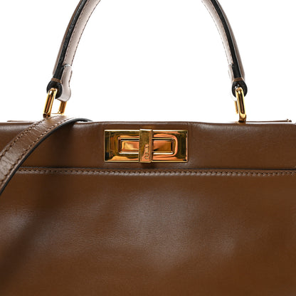Fendi Vitello Morgan Fabric Jacquard Pequin Medium Peekaboo Iconic Satchel Foresta Tobacco Black 7 of 9