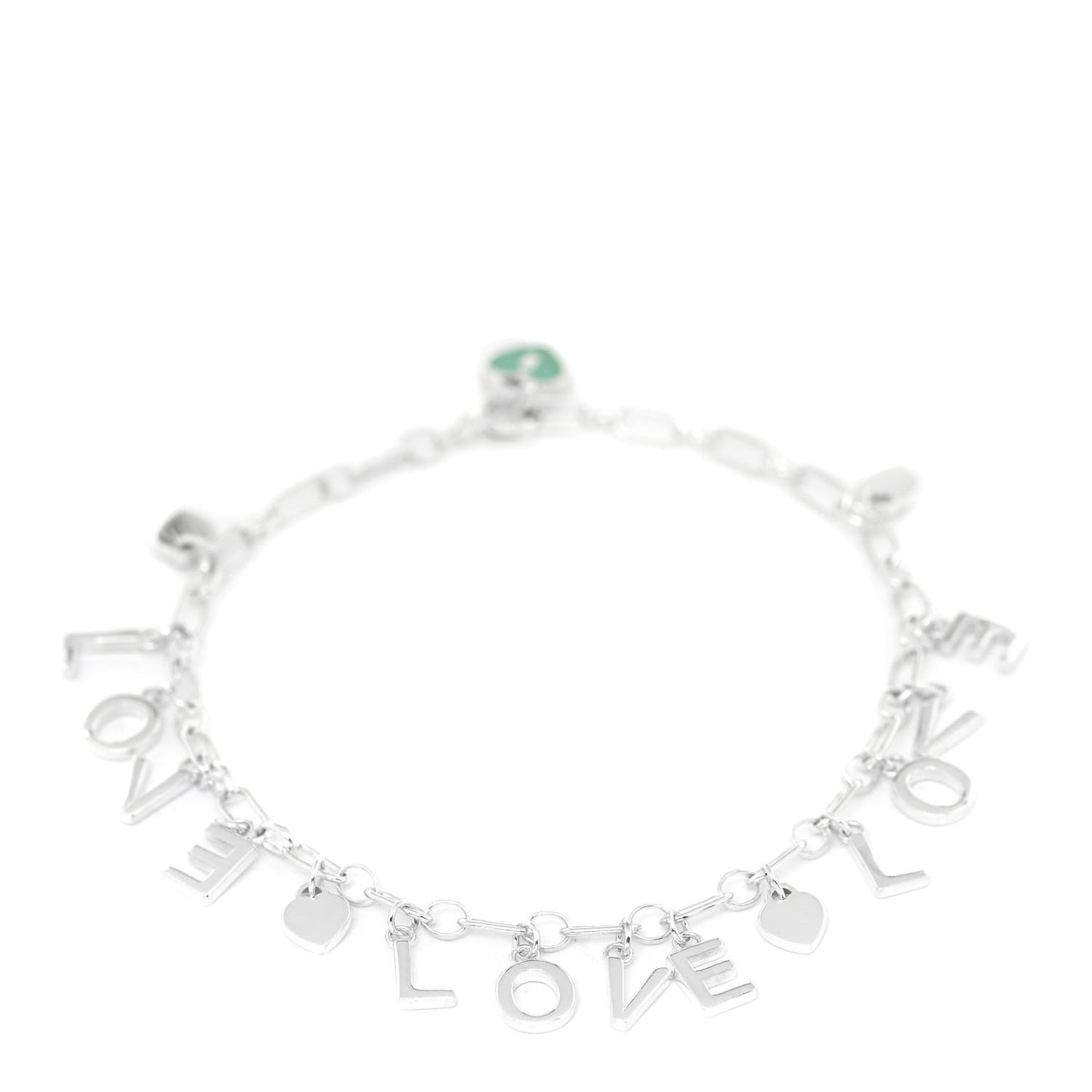 Sterling Silver Enamel Love Charm Bracelet Blue