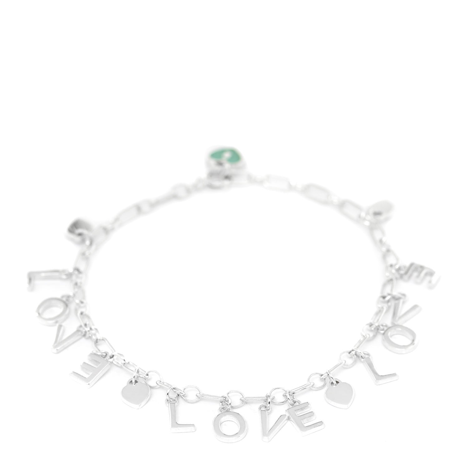 Tiffany Sterling Silver Enamel Love Charm Bracelet Blue 1 of 5