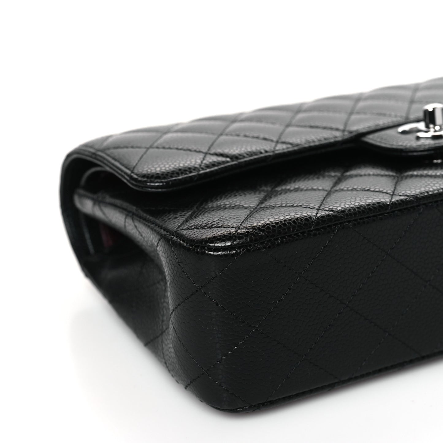 Caviar Quilted Medium Double Flap Black