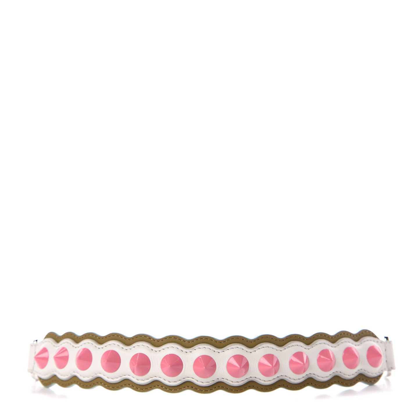 Vitello Dolce Scalloped Spike Studded Mini Strap You White Camaleonte Coral Pink