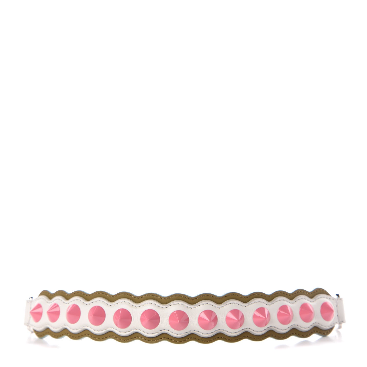 Fendi Vitello Dolce Scalloped Spike Studded Mini Strap You White Camaleonte Coral Pink 1 of 4