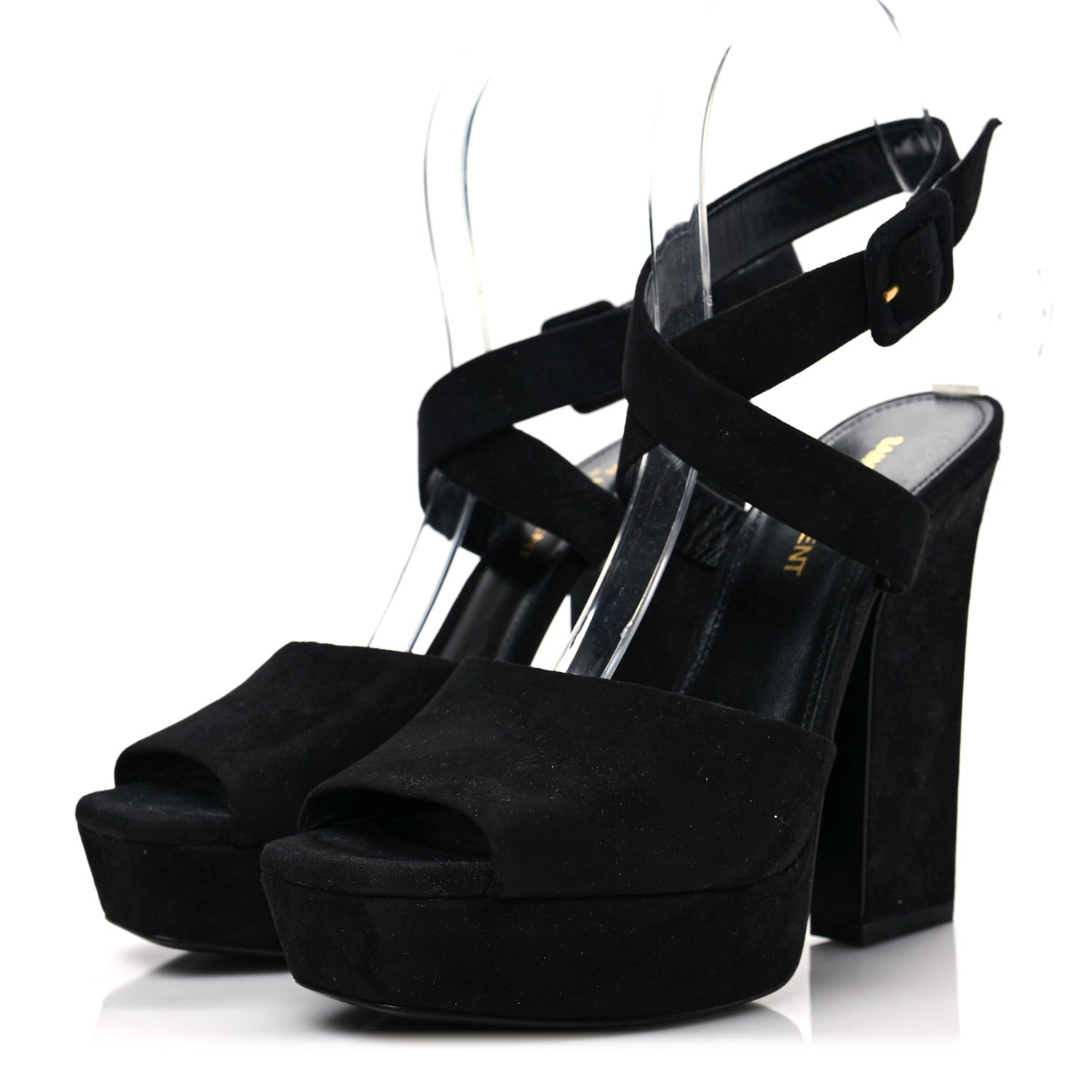 Saint Laurent Suede Debbie Platform Sandal 36.5 Black 3 of 8