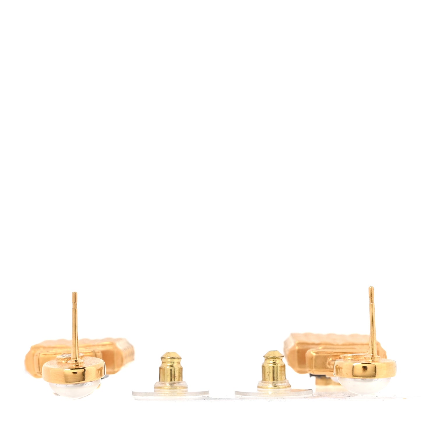 Crystal Pearl CC Perfume Bottle Drop Earrings Gold