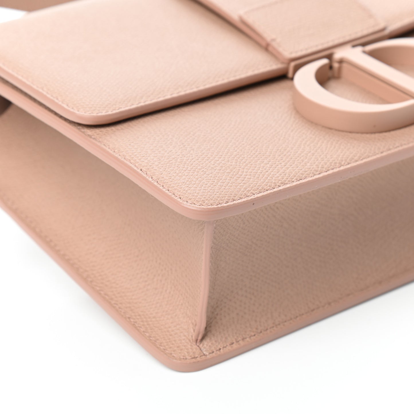 Ultra Matte Grained Calfskin 30 Montaigne Flap Bag Blush