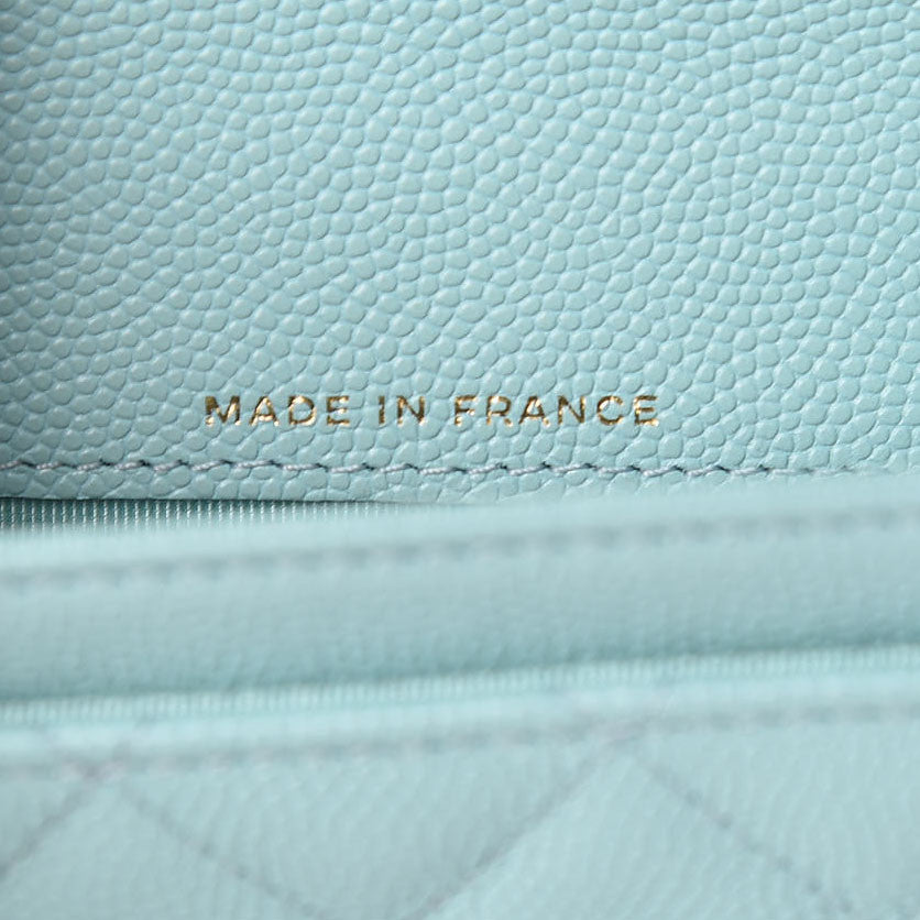 Chanel Caviar Quilted Flap Card Holder Turquoise 6 of 9