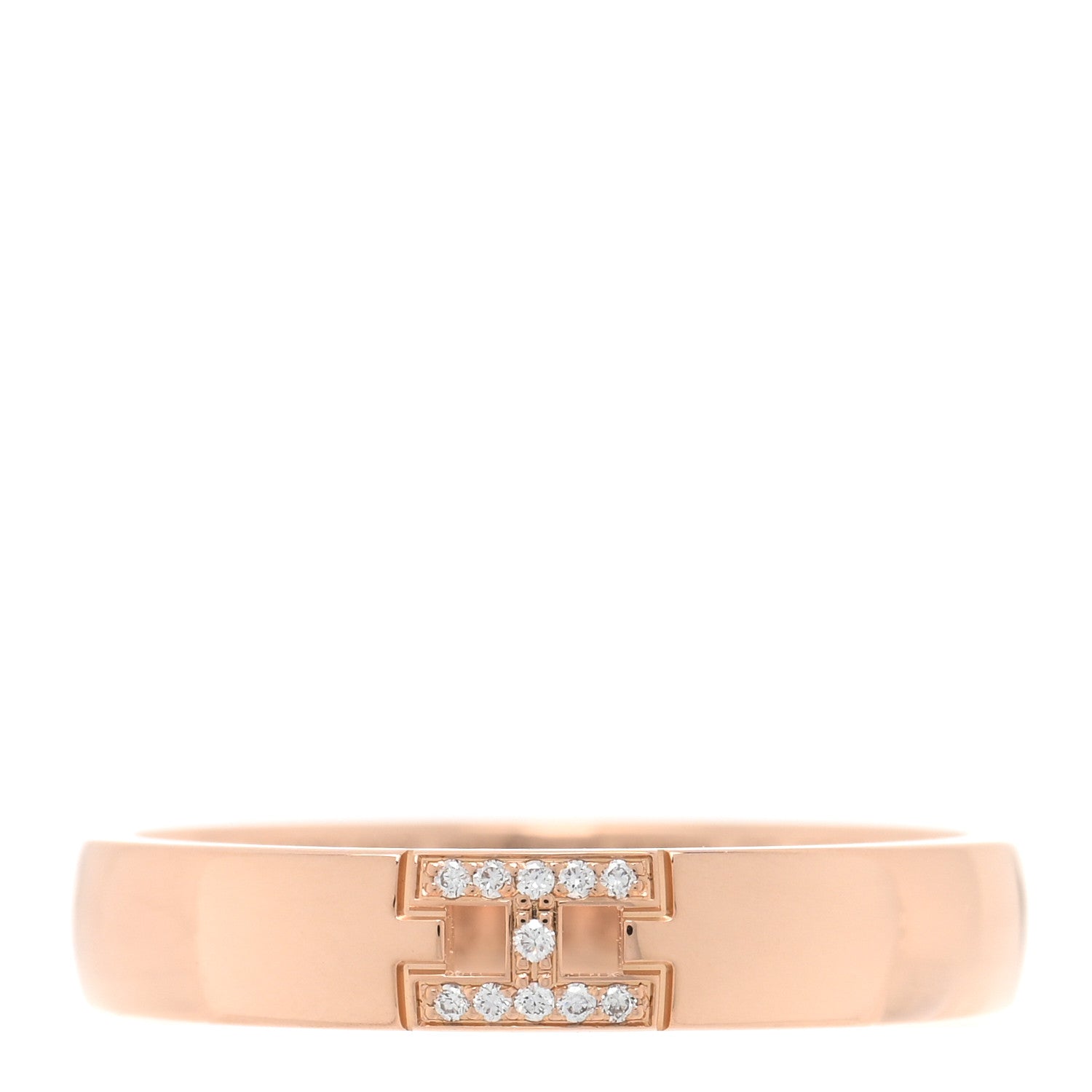 Hermes 18K Rose Gold Diamond Ever Herakles Wedding Band Ring 53 6.5 1 of 5